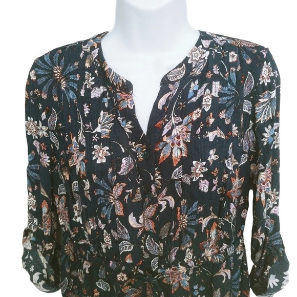 Hilary Radley Peasant Cottagecore Bohemian Blouse 3/4 Sleeves Floral S NWT - Picture 2 of 9